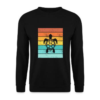 Turtle Retro Animal Sea Reptile Gift idea - Unisex Sweatshirt - black - Front - Alina (178cm) & Michal (187cm)