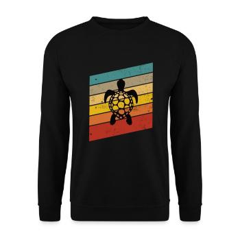 Turtle Retro Animal Sea Reptile Gift idea - Unisex Sweatshirt - black - Front - Alina (178cm) & Michal (187cm)