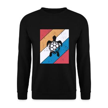 Turtle Retro Animal Sea Reptile Gift idea - Unisex Sweatshirt - black - Front - Alina (178cm) & Michal (187cm)