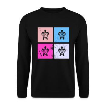 Turtle Retro Animal Sea Reptile Gift idea - Unisex Sweatshirt - black - Front - Alina (178cm) & Michal (187cm)