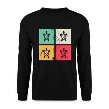 Turtle Retro Animal Sea Reptile Gift idea - Unisex Sweatshirt - black - Front - Alina (178cm) & Michal (187cm)