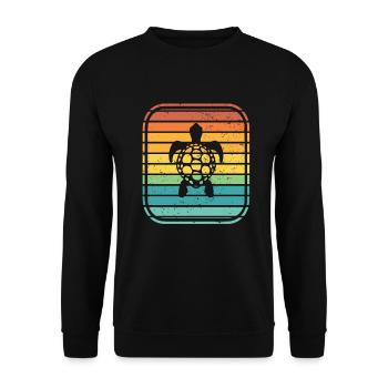 Turtle Retro Animal Sea Reptile Gift idea - Unisex Pullover - Schwarz - Vorne - Alina (178cm) & Michal (187cm)