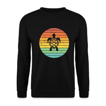 Turtle Retro Animal Sea Reptile Gift idea - Unisex Pullover - Schwarz - Vorne - Alina (178cm) & Michal (187cm)