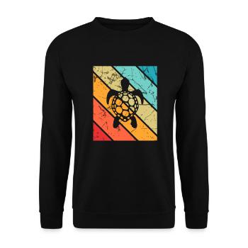 Turtle Retro Animal Sea Reptile Gift idea - Unisex Sweatshirt - black - Front - Alina (178cm) & Michal (187cm)