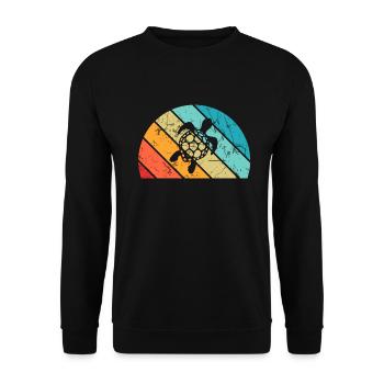 Turtle Retro Animal Sea Reptile Gift idea - Unisex Sweatshirt - black - Front - Alina (178cm) & Michal (187cm)
