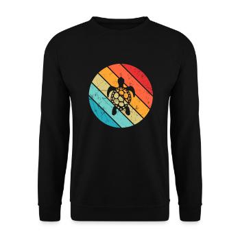 Turtle Retro Animal Sea Reptile Gift idea - Unisex Sweatshirt - black - Front - Alina (178cm) & Michal (187cm)