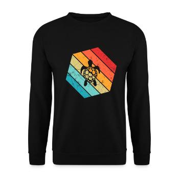 Turtle Retro Animal Sea Reptile Gift idea - Unisex Sweatshirt - black - Front - Alina (178cm) & Michal (187cm)