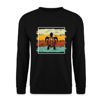 Turtle Retro Animal Sea Reptile Gift idea - Unisex Sweatshirt - black - Front - Alina (178cm) & Michal (187cm)