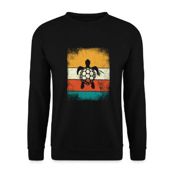 Turtle Retro Animal Sea Reptile Gift idea - Unisex Sweatshirt - black - Front - Alina (178cm) & Michal (187cm)