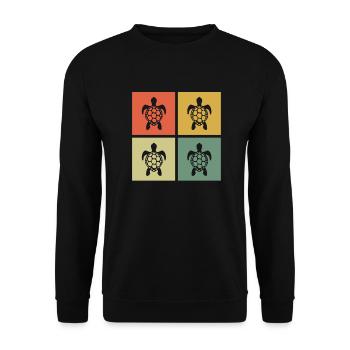 Turtle Retro Animal Sea Reptile Gift idea - Unisex Sweatshirt - black - Front - Alina (178cm) & Michal (187cm)