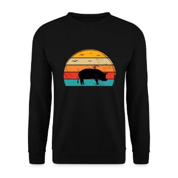 Pig Animal Retro Pet Farm Idée cadeau - Sweat-shirt Unisexe - noir - Devant - Alina (178cm) & Michal (187cm)