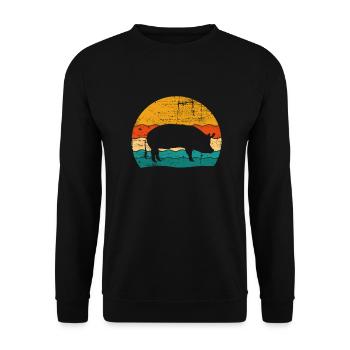 Pig Animal Retro Pet Farm Idée cadeau - Sweat-shirt Unisexe - noir - Devant - Alina (178cm) & Michal (187cm)