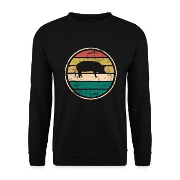 Pig Animal Retro Pet Farm Gift idea - Unisex Sweatshirt - black - Front - Alina (178cm) & Michal (187cm)