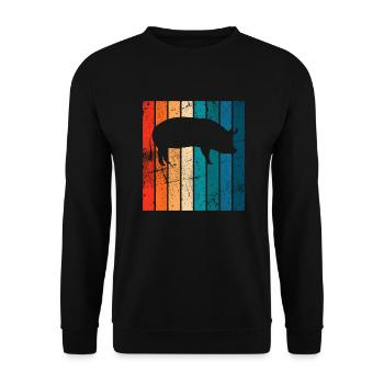 Pig Animal Retro Pet Farm Idée cadeau - Sweat-shirt Unisexe - noir - Devant - Alina (178cm) & Michal (187cm)