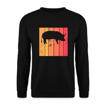 Pig Animal Retro Pet Farm Idée cadeau - Sweat-shirt Unisexe - noir - Devant - Alina (178cm) & Michal (187cm)
