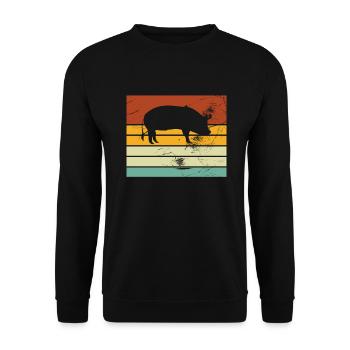 Pig Animal Retro Pet Farm Idée cadeau - Sweat-shirt Unisexe - noir - Devant - Alina (178cm) & Michal (187cm)