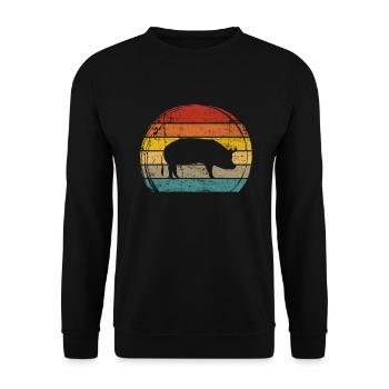 Pig Animal Retro Pet Farm Idée cadeau - Sweat-shirt Unisexe - noir - Devant - Alina (178cm) & Michal (187cm)