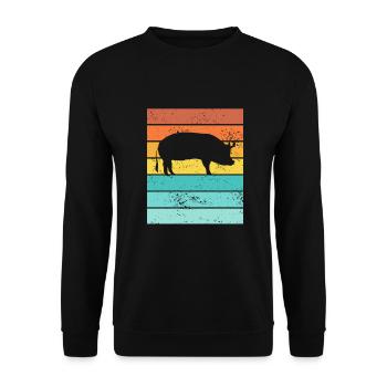 Pig Animal Retro Pet Farm Idée cadeau - Sweat-shirt Unisexe - noir - Devant - Alina (178cm) & Michal (187cm)