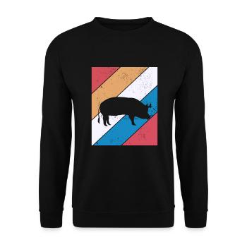 Pig Animal Retro Pet Farm Idée cadeau - Sweat-shirt Unisexe - noir - Devant - Alina (178cm) & Michal (187cm)