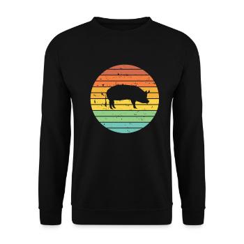 Pig Animal Retro Pet Farm Idée cadeau - Sweat-shirt Unisexe - noir - Devant - Alina (178cm) & Michal (187cm)