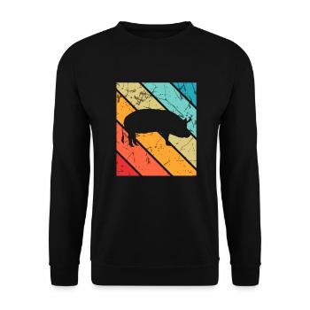 Pig Animal Retro Pet Farm Gift idea - Unisex Sweatshirt - black - Front - Alina (178cm) & Michal (187cm)