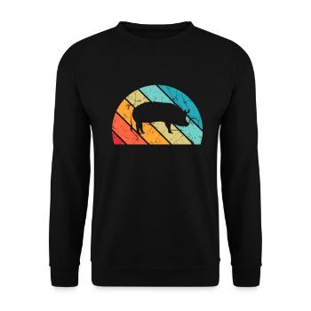 Pig Animal Retro Pet Farm Idée cadeau - Sweat-shirt Unisexe - noir - Devant - Alina (178cm) & Michal (187cm)