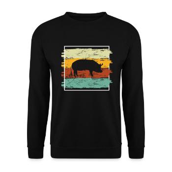 Pig Animal Retro Pet Farm Gift idea - Unisex Sweatshirt - black - Front - Alina (178cm) & Michal (187cm)