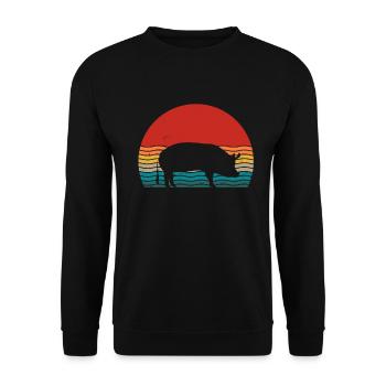 Pig Animal Retro Pet Farm Idée cadeau - Sweat-shirt Unisexe - noir - Devant - Alina (178cm) & Michal (187cm)