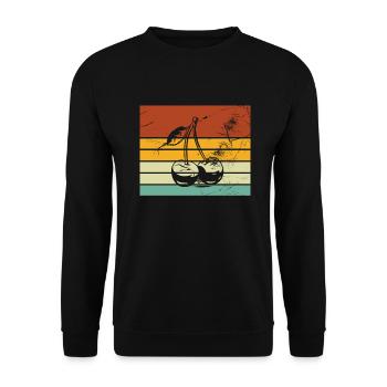 Idée de cadeau sain rétro pour les amoureux des fruits de cerise - Sweat-shirt Unisexe - noir - Devant - Alina (178cm) & Michal (187cm)