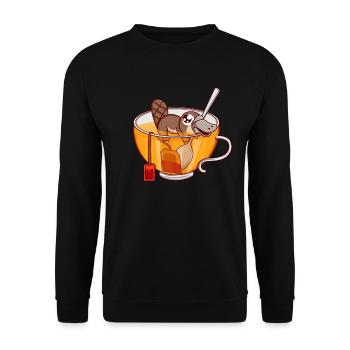 Platypus Swimming in Teacup Tea Drinker Gift - Unisex Sweatshirt - black - Front - Alina (178cm) & Michal (187cm)