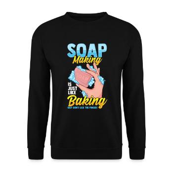 Seifenherstellung wie Backing lecken Sie nicht Fingerseife - Unisex Pullover - Schwarz - Vorne - Alina (178cm) & Michal (187cm)