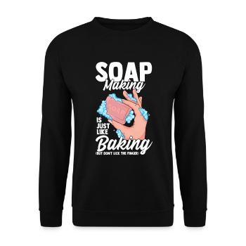 Seifenherstellung wie Backing lecken Sie nicht Fingerseife - Unisex Pullover - Schwarz - Vorne - Alina (178cm) & Michal (187cm)