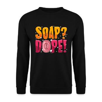 Check out this funny, SOAP !, soap making design - Unisex Sweatshirt - black - Front - Alina (178cm) & Michal (187cm)