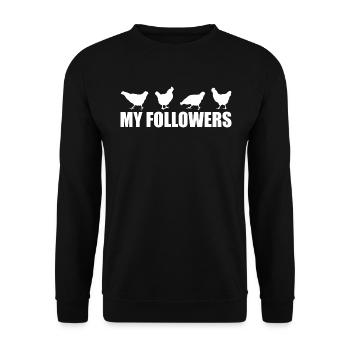 Chickens Follower - Chickens Gift - Unisex Sweatshirt - black - Front - Alina (178cm) & Michal (187cm)