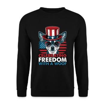Chihuahua célèbre la liberté avec un woof - Sweat-shirt Unisexe - noir - Devant - Alina (178cm) & Michal (187cm)