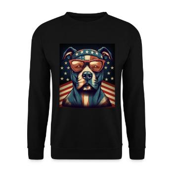 Patriote Pitbull Drapeau américain Pitbull Patriotique - Sweat-shirt Unisexe - noir - Devant - Alina (178cm) & Michal (187cm)