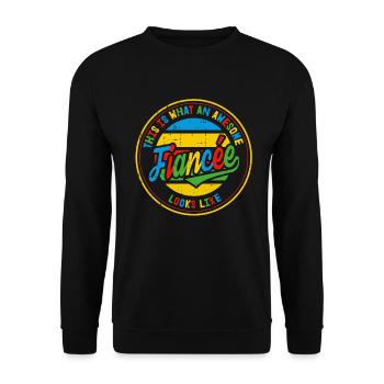 Fiancée Best Wedding Proposal Retro Gift - Unisex Sweatshirt - black - Front - Alina (178cm) & Michal (187cm)