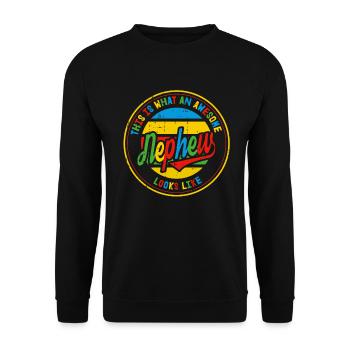 Best Nephew in the World Retro Gift - Unisex Sweatshirt - black - Front - Alina (178cm) & Michal (187cm)