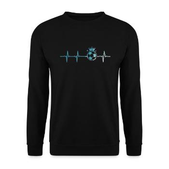 Herzschlag Fußball Puls Fußballer Geschenk - Unisex Pullover - Schwarz - Vorne - Alina (178cm) & Michal (187cm)