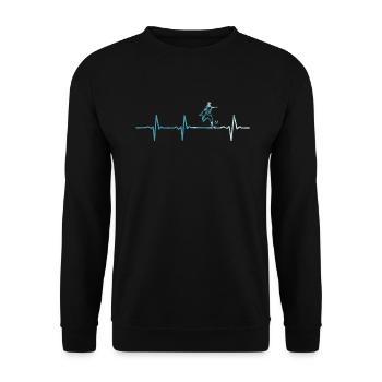 Herzschlag Fußball Puls Fußballer Geschenk - Unisex Pullover - Schwarz - Vorne - Alina (178cm) & Michal (187cm)