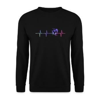 Herzschlag Fußball Puls Fußballer - Unisex Pullover - Schwarz - Vorne - Alina (178cm) & Michal (187cm)