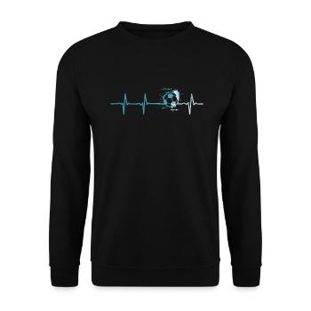 Heartbeat Football Pulse Footballer Ball Gift - Unisex Sweatshirt - black - Front - Alina (178cm) & Michal (187cm)
