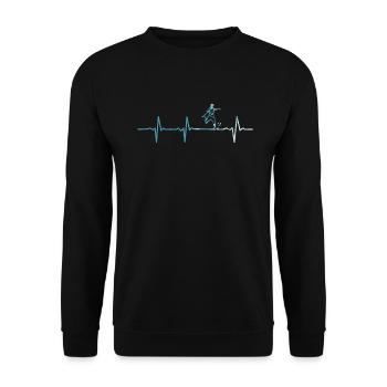 Herzschlag Fußball Puls Fußballer - Unisex Pullover - Schwarz - Vorne - Alina (178cm) & Michal (187cm)