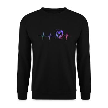Herzschlag Fußball Puls Fußballer Geschenk - Unisex Pullover - Schwarz - Vorne - Alina (178cm) & Michal (187cm)