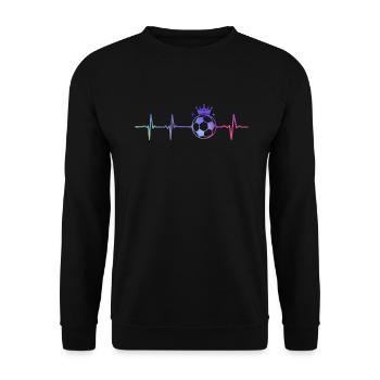 Herzschlag Fußball Puls Fußballer - Unisex Pullover - Schwarz - Vorne - Alina (178cm) & Michal (187cm)