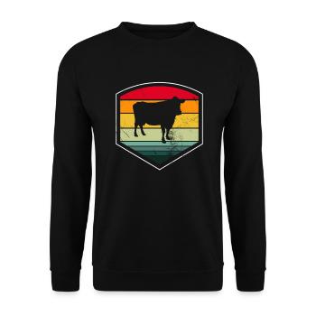 Cow Farmer Retro Gift - Unisex Sweatshirt - black - Front - Alina (178cm) & Michal (187cm)