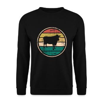 Kuh Retro Muh Landwirt Milch Bauernhof Geschenk - Unisex Pullover - Schwarz - Vorne - Alina (178cm) & Michal (187cm)