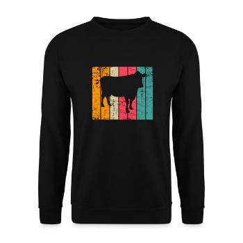 Kuh Retro Muh Landwirt Milch Bauernhof Geschenk - Unisex Pullover - Schwarz - Vorne - Alina (178cm) & Michal (187cm)