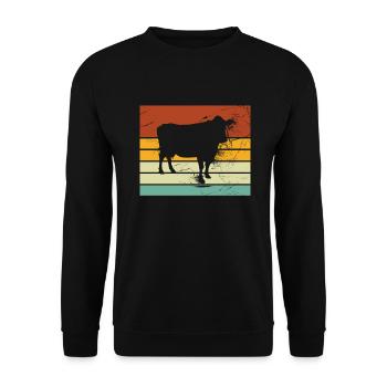Kuh Retro Muh Landwirt Milch Bauernhof Geschenk - Unisex Pullover - Schwarz - Vorne - Alina (178cm) & Michal (187cm)