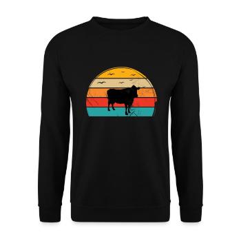 Cow Farmer Retro Gift - Unisex Sweatshirt - black - Front - Alina (178cm) & Michal (187cm)